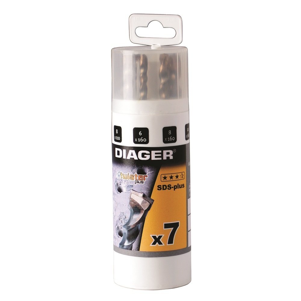 Diager Twister Plus SDS+ 7 Piece Masonry Drill Bit Set Metric Sutton 064904 102C