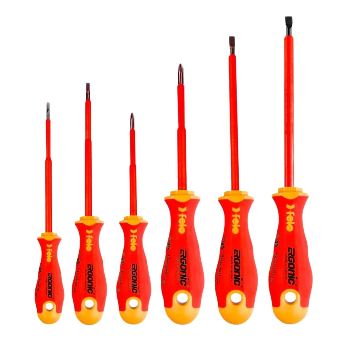 Felo 41396198 6 Piece Ergonic VDE 1000V Electrician's Screwdriver Set - Made in Germany Image