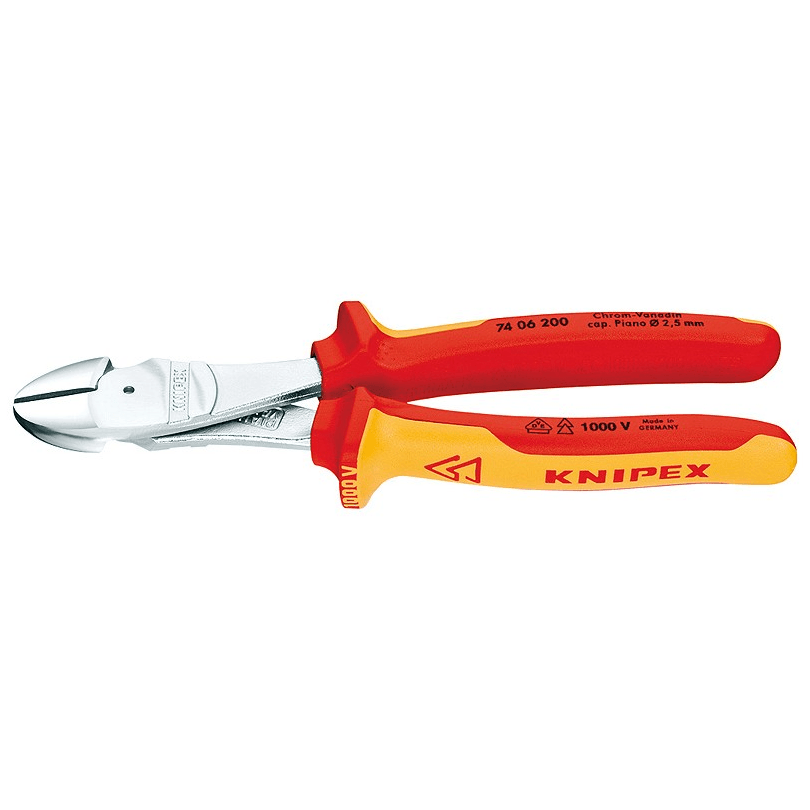 Knipex 8" 200mm 1000V High Leverage Diagonal Cutters with Comfort Grip 7406200