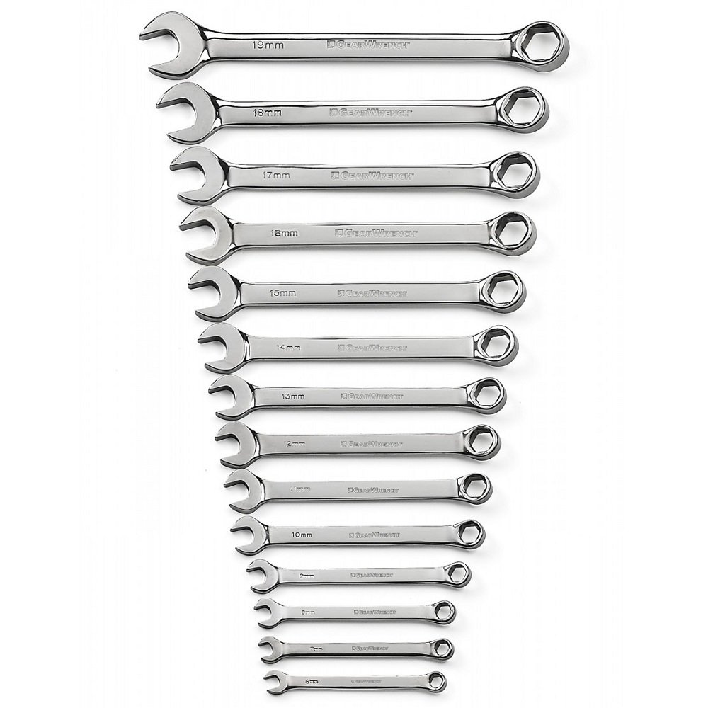GearWrench 14 Piece Full Polish Combination Non-Ratcheting Spanner Set Metric 81925