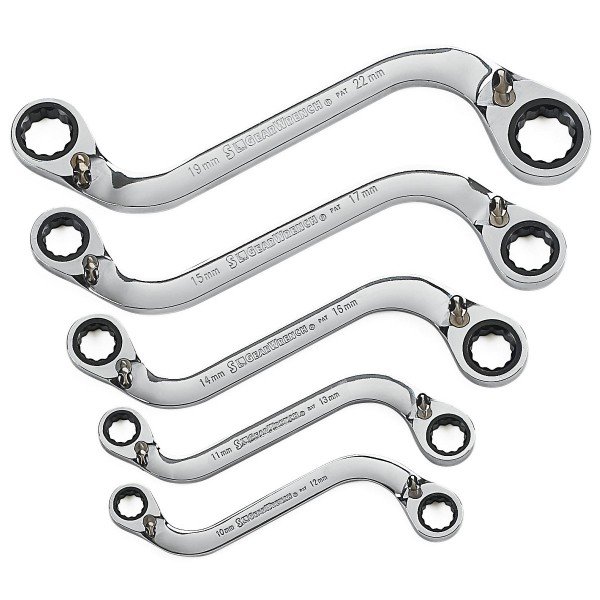 GEARWRENCH 9850 5 Piece Half Moon Reversible Double Box Ratcheting Spanner / Wrench Set METRIC