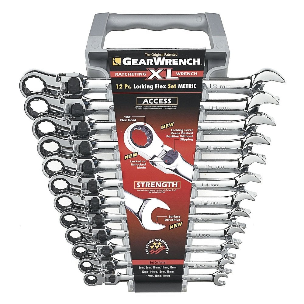GearWrench 12 Pc. XL Locking Flex Combination Ratcheting Wrench Set Metric 85698