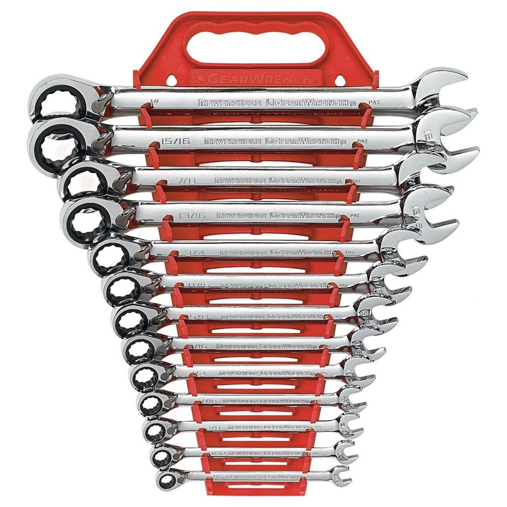 GearWrench 13 Piece Reversible Combination Ratcheting Spanner Wrench Set SAE 9509N