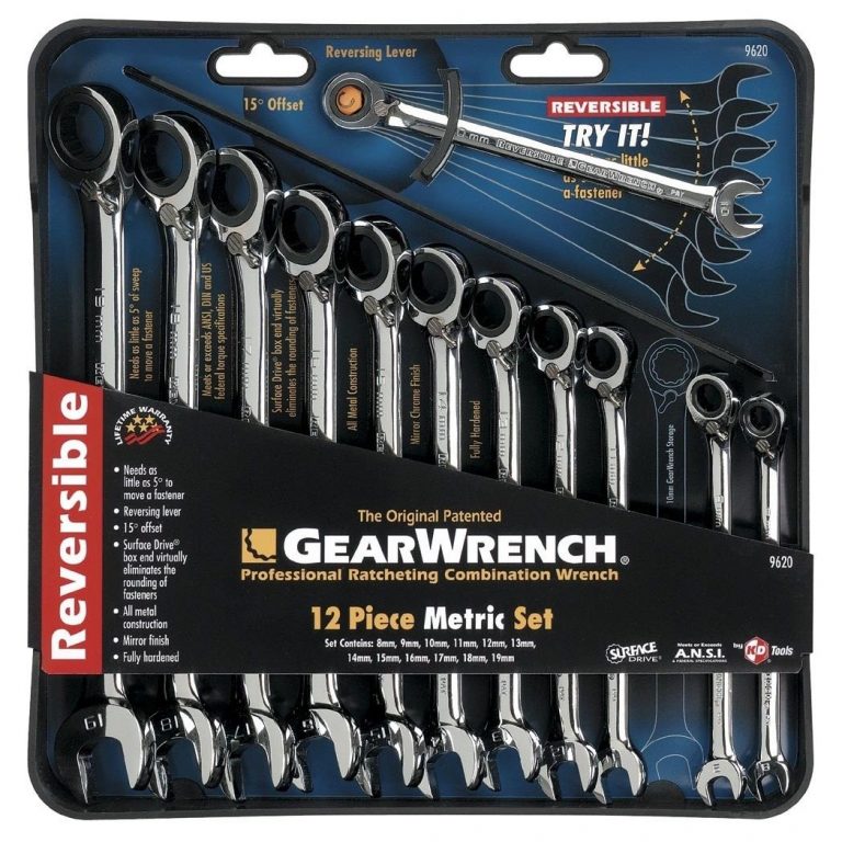 GEARWRENCH 9620N 12 Piece Reversible Combination Ratcheting Wrench Spanner Set METRIC
