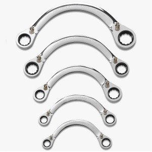 GEARWRENCH 9850 5 Piece Half Moon Reversible Double Box Ratcheting Spanner / Wrench Set METRIC Image