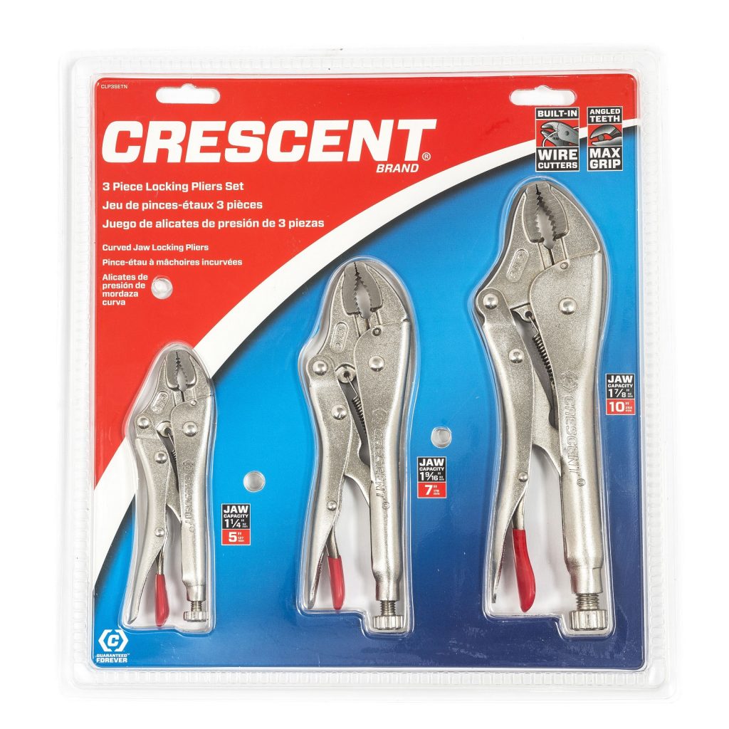 Crescent CLP3SETN08 3 Piece Curved Jaw, Locking Pliers with Wire