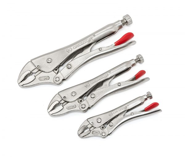 Crescent CLP3SETN 3 Piece Curved Jaw, Locking Pliers with Wire Cutter Set