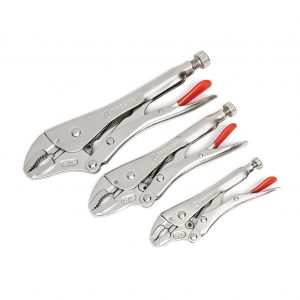 CRESCENT CLP3SETN-08 3 Piece Curved Jaw, Locking Pliers with Wire Cutter Set