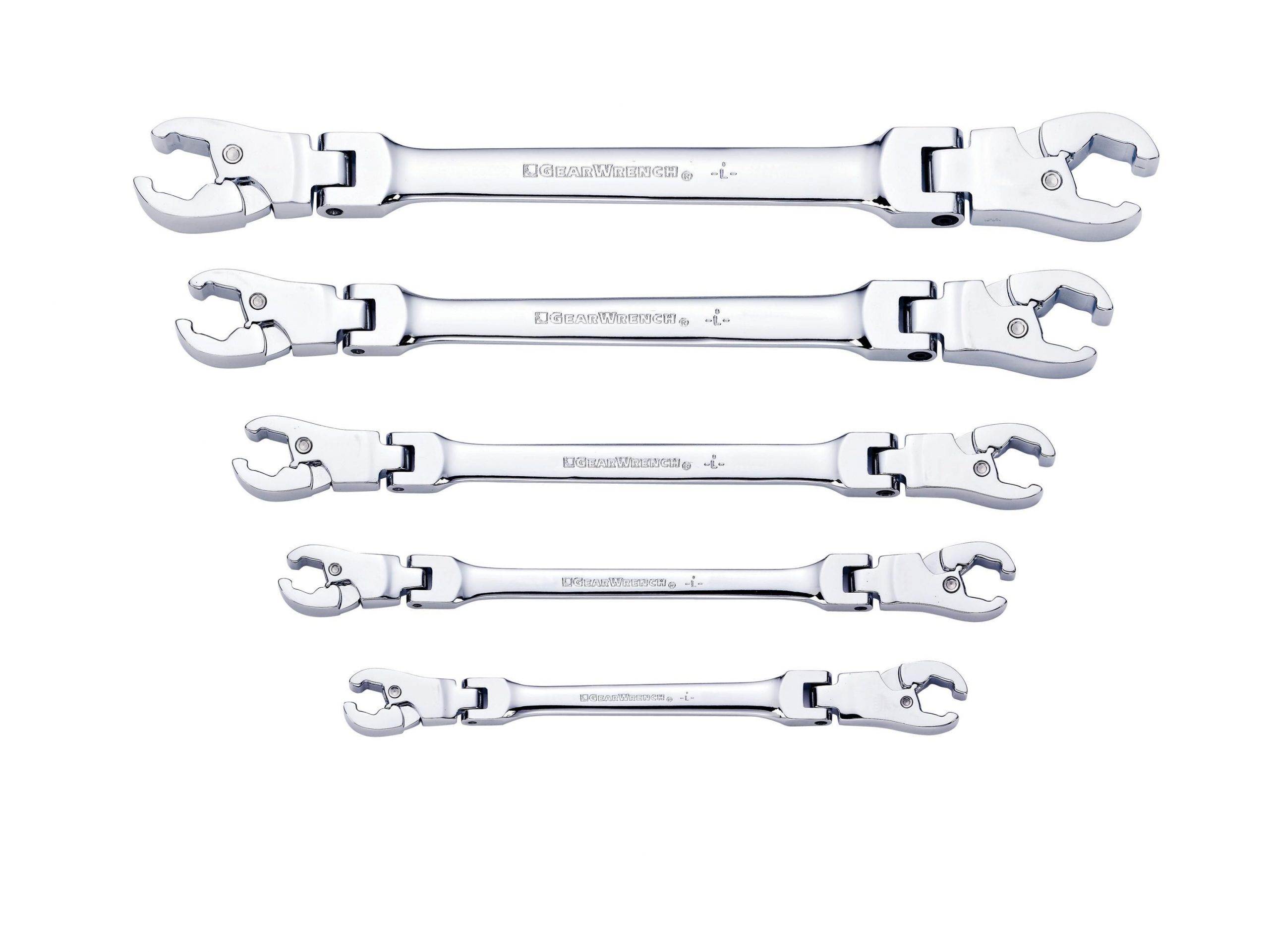 GEARWRENCH 89100 5 Piece SAE Ratcheting Flex Flare Nut Spanner Set Image