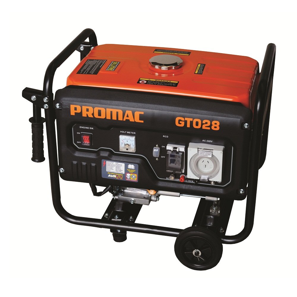 PROMAC 2.8KVA Pure Sine Wave RCD, Weather Proof Outlets, Torini 6.5HP Engine GT028