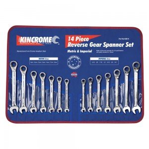Kincrome K3014 Reverse Gear Spanner Set 14 Piece Imperial & Metric Image