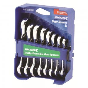 Kincrome K3803 Combination Gear Spanner Set Reversible Stubby 8 Piece Imperial (AF) Image