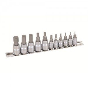 Kincrome K5023 Hex Socket Set on Rail 11 Piece Metric 1/4