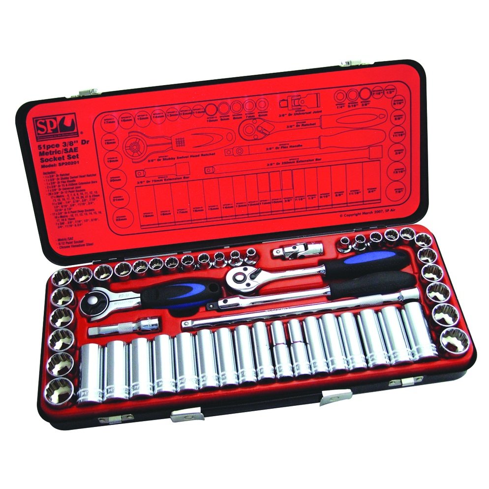 SP Tools SP20201 51 Piece 3/8" Drive 12 & 6pt Metric & Imperial Socket