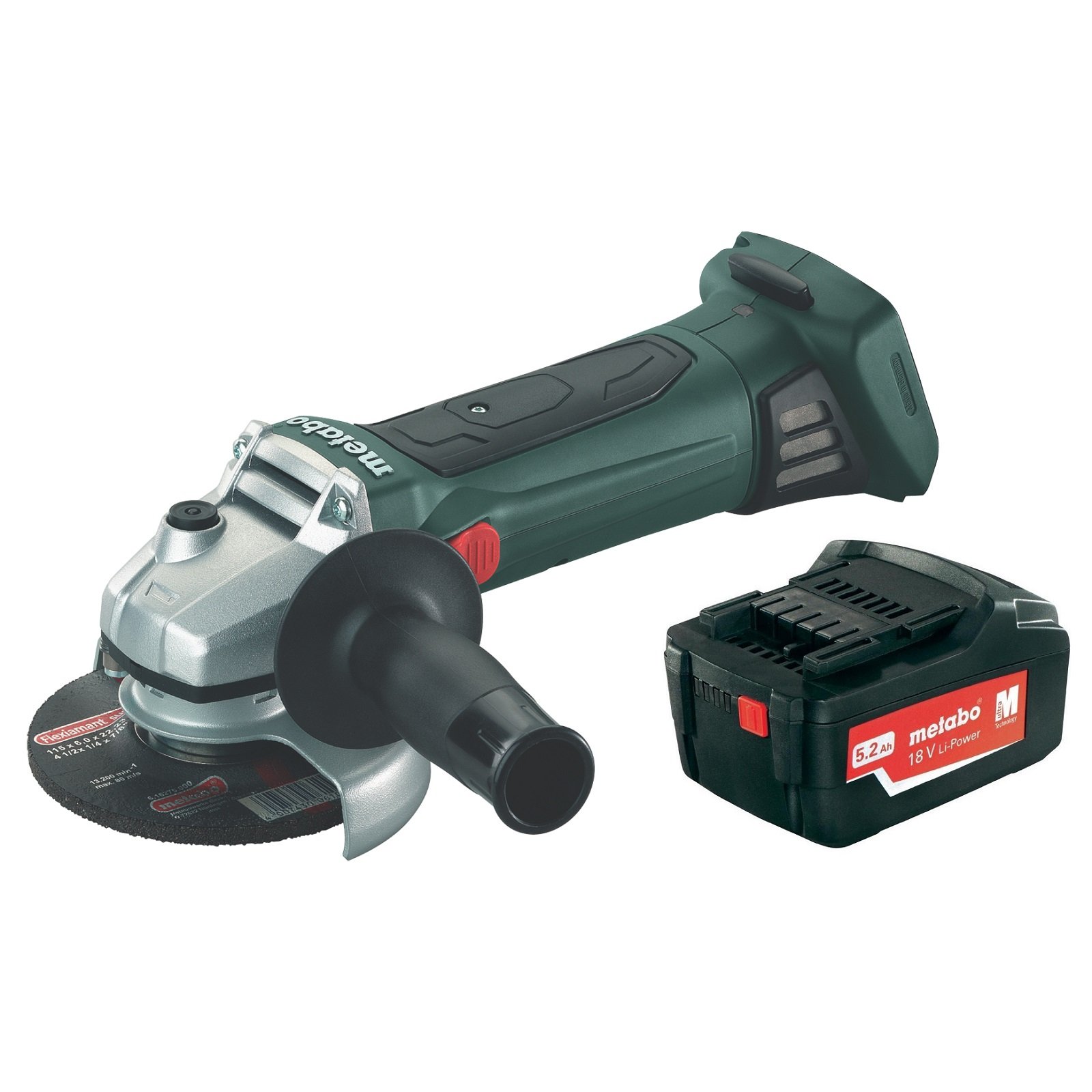 Metabo 18 Volt 125mm Cordless Angle Grinder Bare Tool W 18 LTX W 18 SK Plus Battery 6.02174.85+6.25592