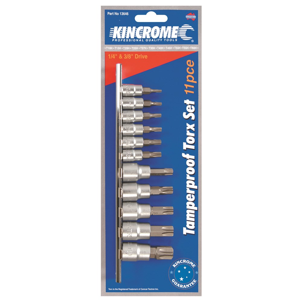Kincrome 13646 Tamperproof Torx® Set 11 Piece 1/4 & 3/8" Square Drive - Image 2