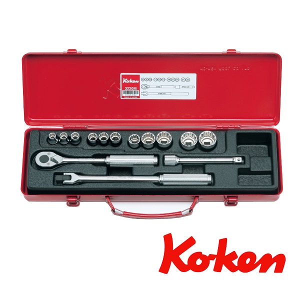 Koken 3220M Socket Set 3/8" Square Drive 12 Point 14 Piece Made in Japan - Image 2