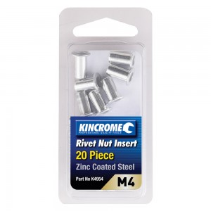 Kincrome K4954 Rivet Nut Insert M4 (Zinc Coated Steel) - 20 Pack Image