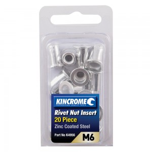 Kincrome K4956 Rivet Nut Insert M6 (Zinc Coated Steel) - 20 Pack Image