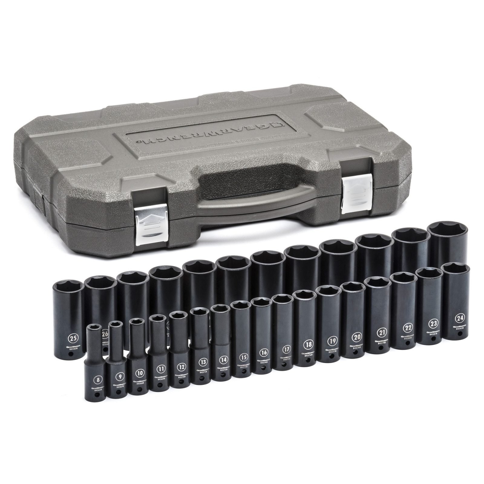14-Pc. Metric Details about   Klutch Chrome Moly 1/2in.-Drive Deep Impact Socket Set 