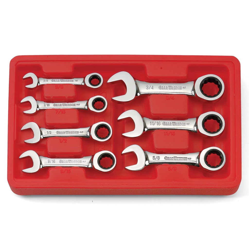 GEARWRENCH 9520DB 10 Piece Stubby Ratcheting Spanner Set METRIC Bundle