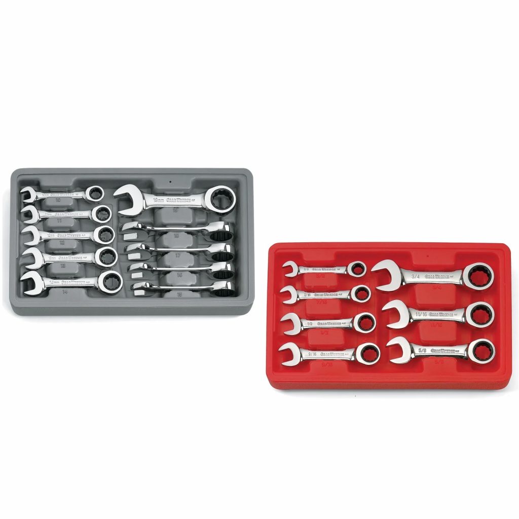 GEARWRENCH 9520DB 10 Piece Stubby Ratcheting Spanner Set METRIC Bundle
