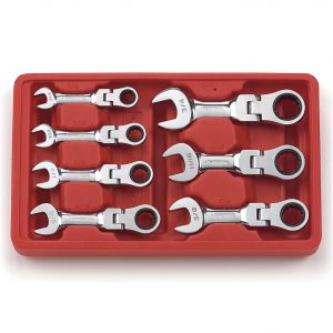 GEARWRENCH 9570 7 Piece Stubby Flex Combination Ratcheting Spanner Wrench Set SAE Image