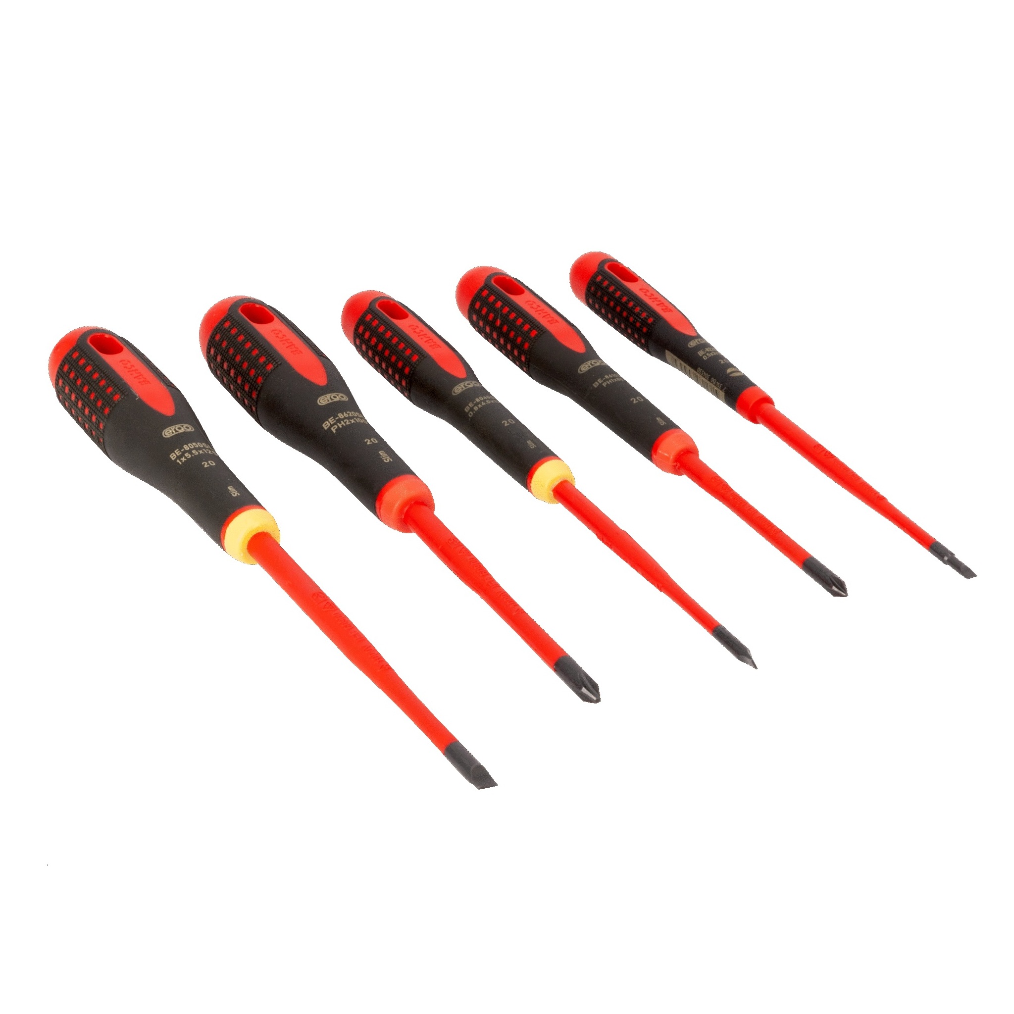 Bahco BE-9881SL Slim Line Tip Electricians Screwdriver Set 1000V - ERGO - Slotted & Phillips® Image