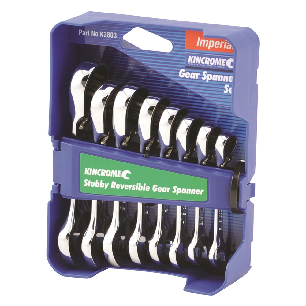 Kincrome K3802B Combination Ratcheting Stubby Gear Spanner Set Bundle Metric & SAE K3802 & K3803 - Image 4