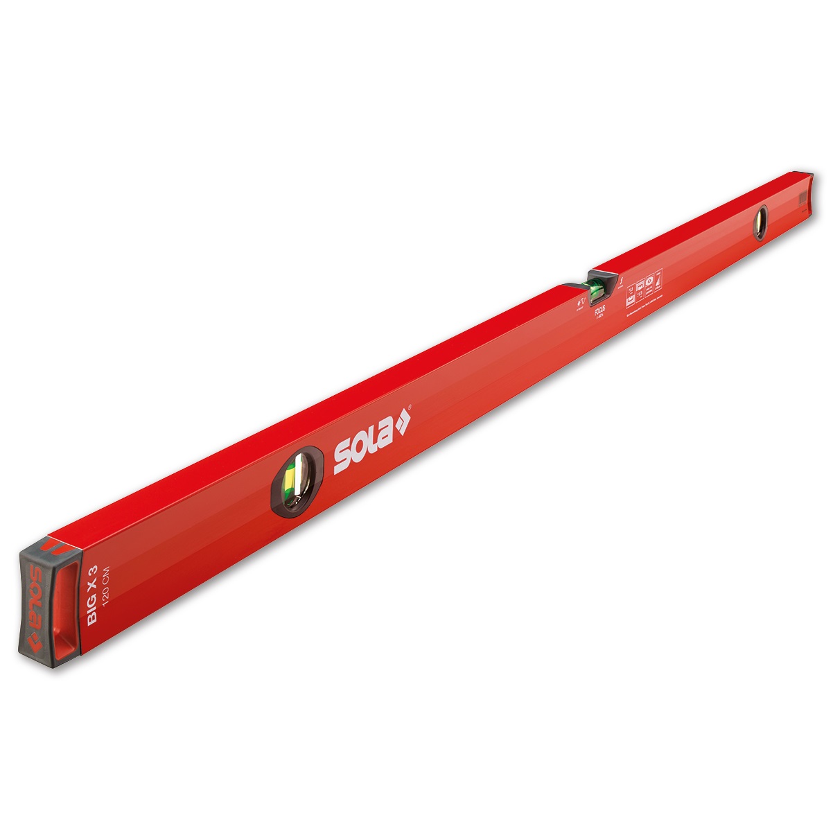 SOLA BIGX3080 Aluminium 3 Vial Box Profile Spirit Level BIG X 3 80cm 800mm - Made in Austria Image