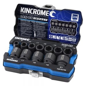 Kincrome K27076 LOK-ON™ Impact Socket Set 12 Piece 3/8" Drive - Metric ‘K27076’