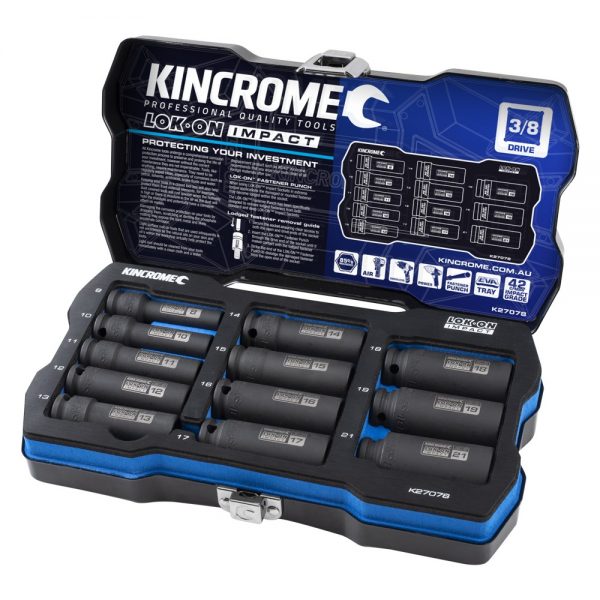 Kincrome K27078 LOK-ON™ Deep Impact Socket Set 12 Piece 3/8" Drive - Metric ‘K27078’