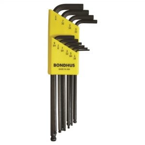 Bondhus 10938 L-Wrench Ball End Hex Key Set Imperial 10 Piece - Made in USA '10938'