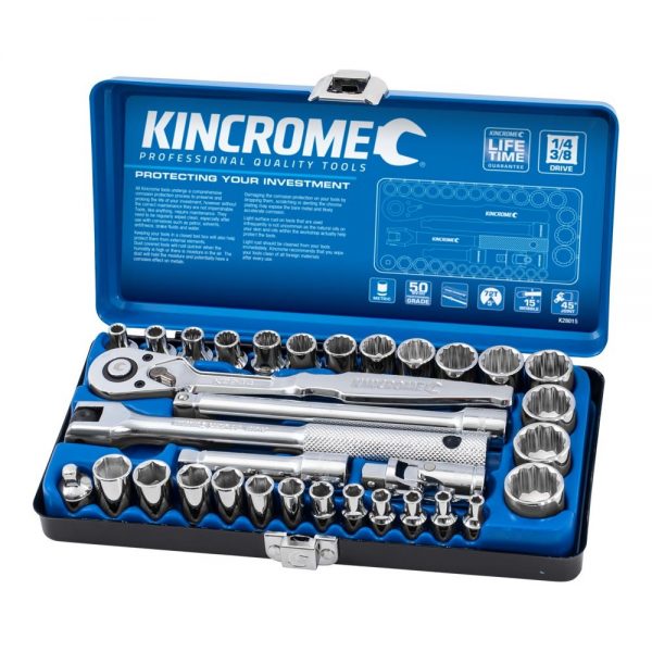 Kincrome K28015 33 Piece Socket Set 1/4" & 3/8" Drive - Metric