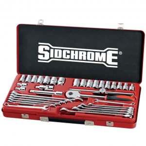 Sidchrome SCMT10184 35 Piece Metric/AF 1/2″ Drive Socket & Spanner Tool Set