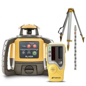 TOPCON RL-H5A Next Generation Red Beam Construction Rotary Laser Level Self-Leveling with LS-80L Receiver Bonus Tripod & Staff RL-H5A-K