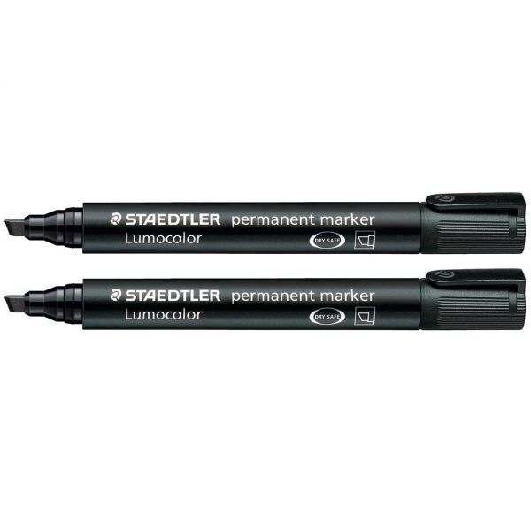 STAEDTLER ST-3509 Permanent Marker Chisel Point Black 2mm-5mm Tip Two Pack – Made in Germany