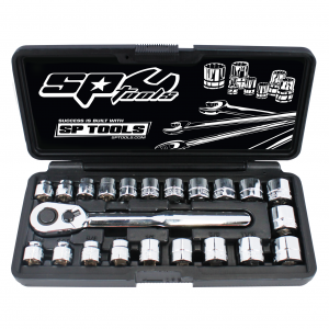 SP Tools SP20220 22 Piece 3/8” Square Drive Metric/SAE Low Profile (Stubby) Socket Set