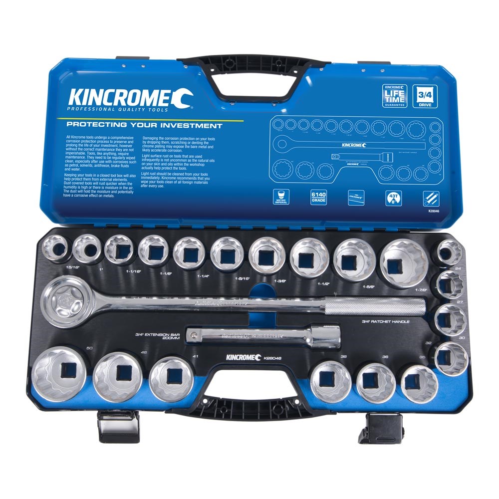 Kincrome K28046 Socket Set 22 Piece 3/4" Square Drive Metric