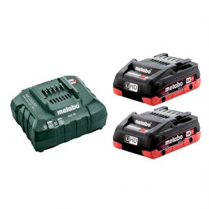 Metabo 18V 4.0Ah Starter Battery Pack 2x 4Ah LiHD Lithium-Ion Batteries 1x ASC 55 Charger AU32100100 Image