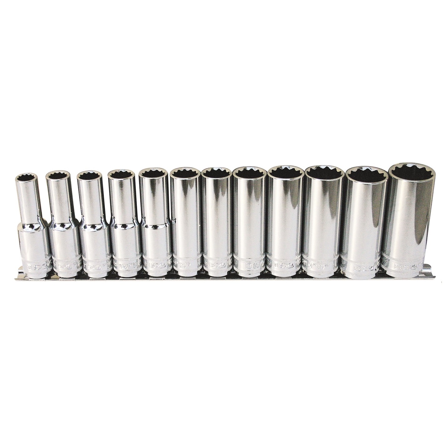 SP Tools SP20340 1/2" Square Drive Deep Socket Rail Set 12 Point 12 Piece Metric