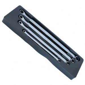 SP Tools SP10284 Double Ring Long Spanner / Wrench Set 15° Offset SAE / Imperial 4 Piece