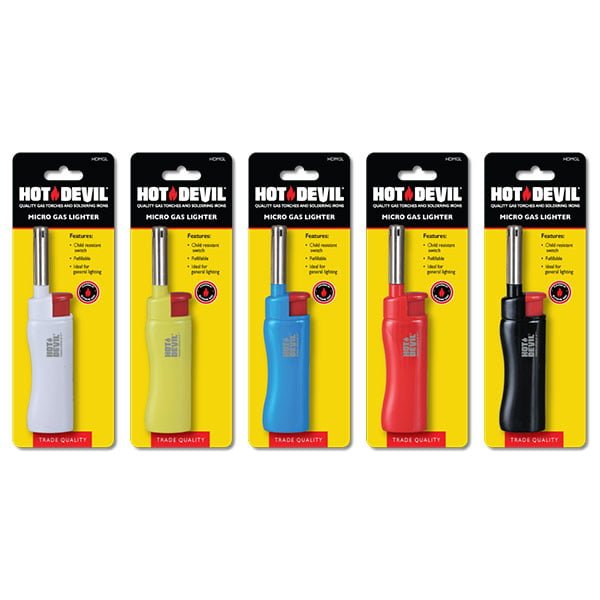 Hot Devil HDMGL Refillable Butane Gas Micro Lighter (Assorted Colours) - Image 2