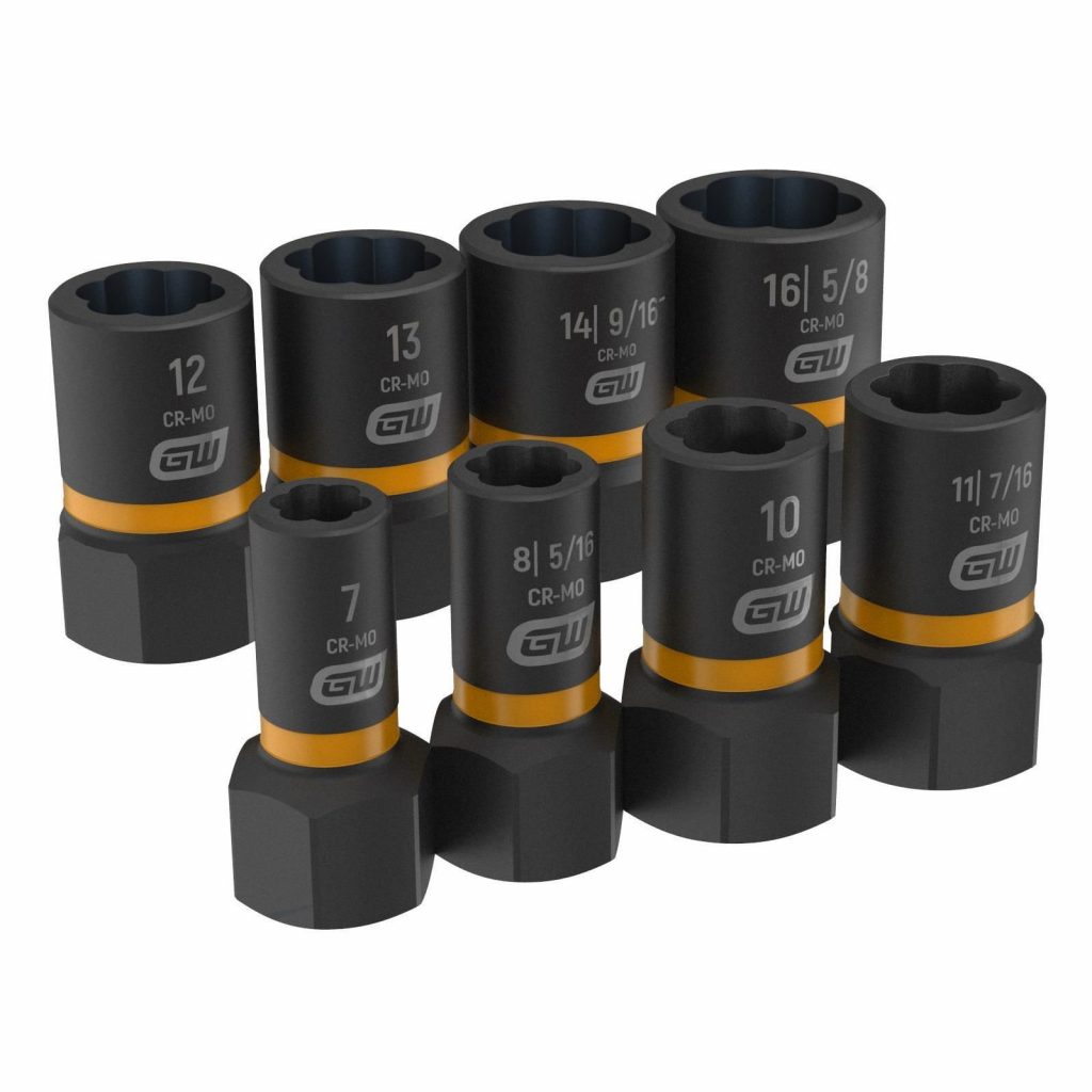 GEARWRENCH 84782 8 Piece 1/4" & 3/8" Square Drive BOLT BITER™ Impact Extraction Twist Socket Set