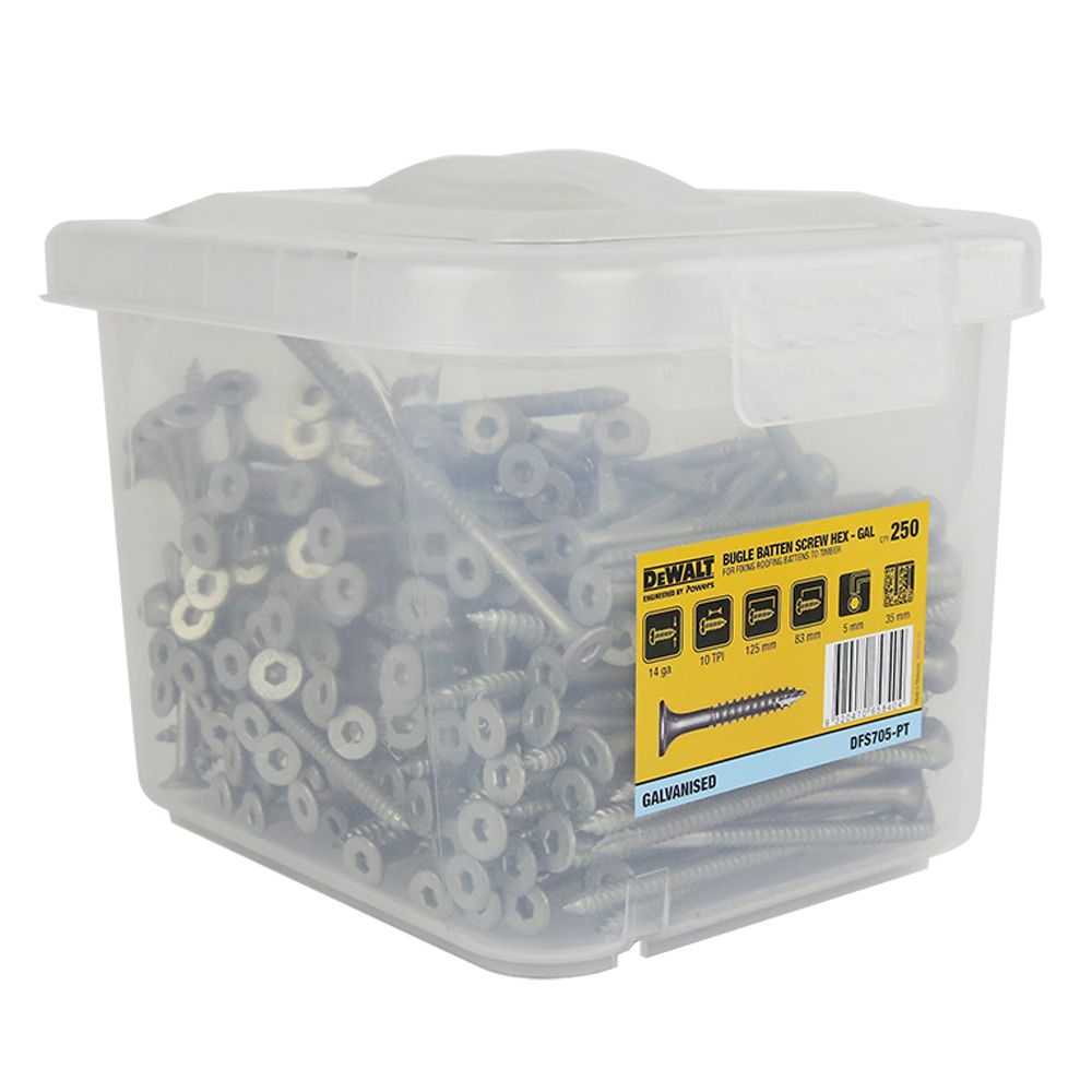 DeWALT DFS705-PT Bugle Batten Screw Hex Galvanised Type 17 14ga x 125mm Quantity of 250 - Engineered by Powers - Image 2