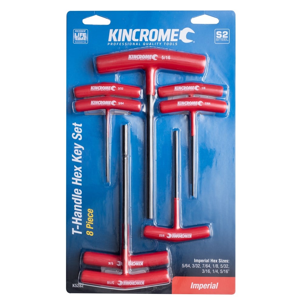 Kincrome K5282 T-Handle Hex Key Set 8 Piece Imperial / SAE - Image 2