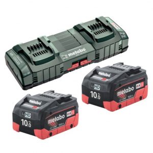 Metabo AU62749810 Twin Fast Charger Starter Kit 18V 10.0Ah LiHD Lithium-Ion Twin Battery Pack - 2x 10Ah Batteries & 1x Charger ASC 145 DUO Image