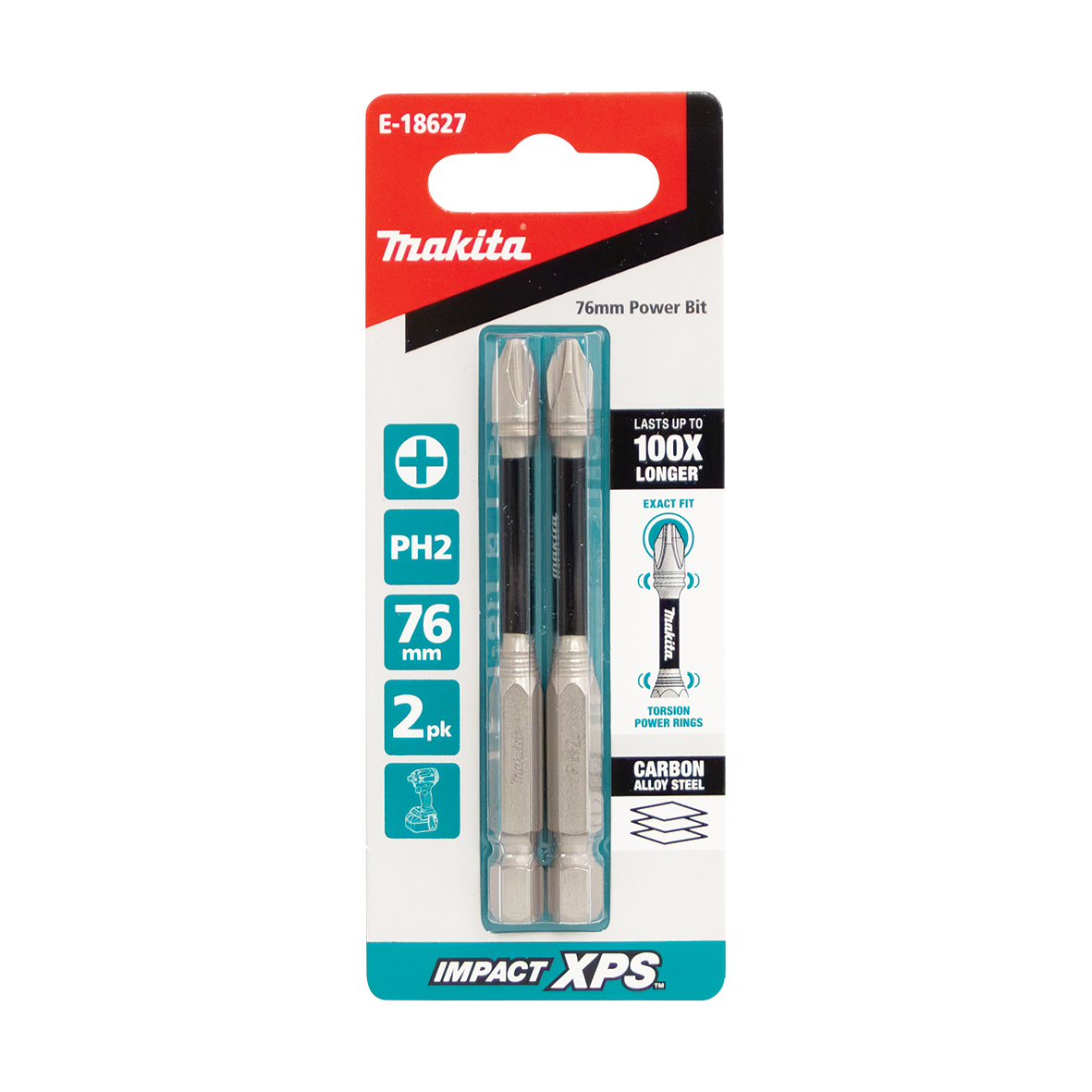 Makita E-18627 Impact XPS PH2 x 76mm Power Screwdriver Bit 2 Pack Image