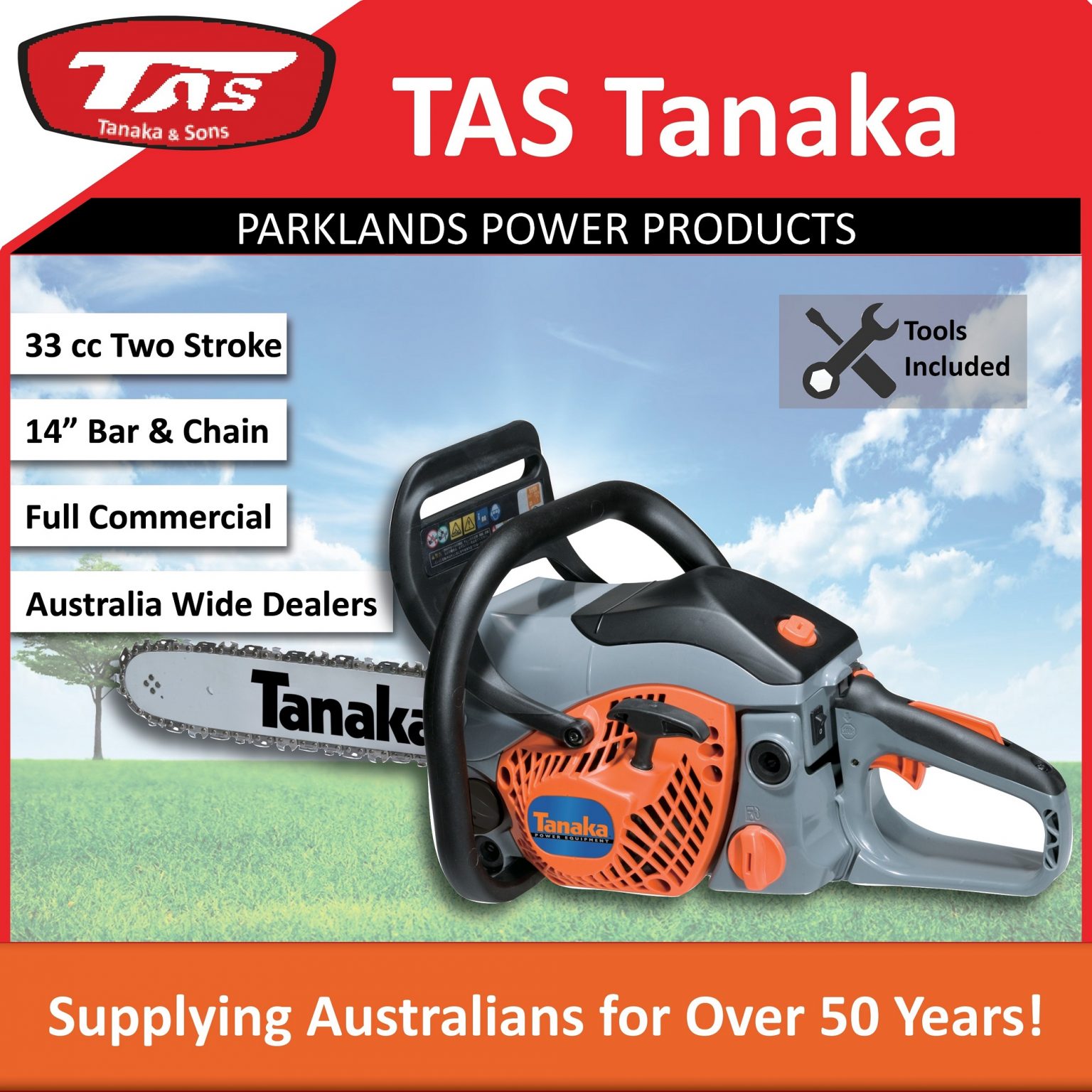 Tanaka by Hitachi TCS33EB Petrol Professional Chainsaw Rear Handle 14