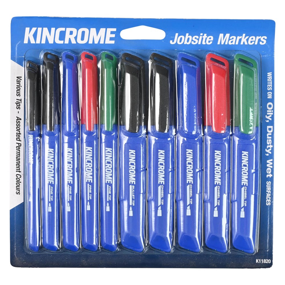 Kincrome K11820 10 Piece Assorted Tip & Colours Marker Starter Pack